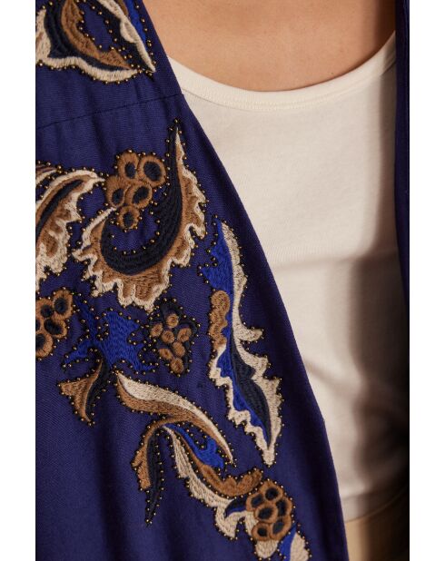 Geborduurde koningsblauwe jas Nouria B