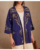 Geborduurde koningsblauwe jas Nouria B