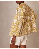 Nathalie B Geborduurde okerkleurige jas