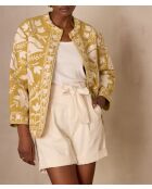 Nathalie B Geborduurde okerkleurige jas