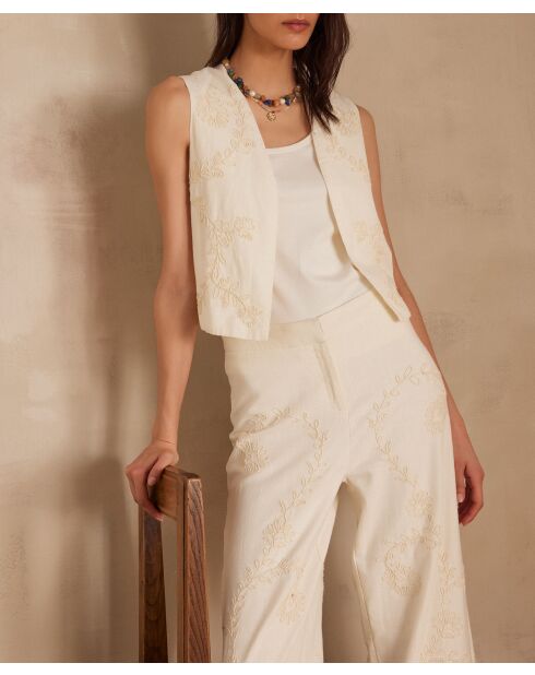 Gilet ecru ricamato Caya Gi