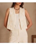 Gilet ecru ricamato Caya Gi