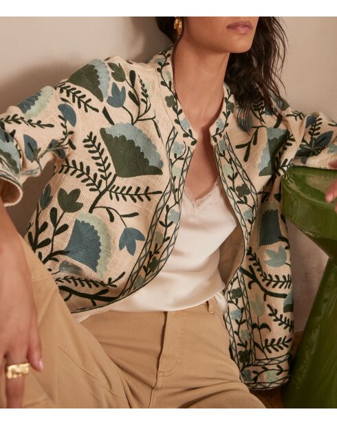 Nathalie geborduurde meerkleurige jas