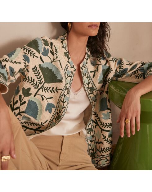 Nathalie geborduurde meerkleurige jas