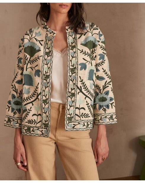 Nathalie geborduurde meerkleurige jas