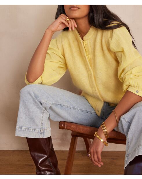 Loulou zitronenschwarzer Cardigan