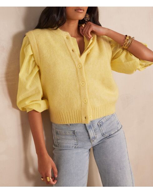 Loulou zitronenschwarzer Cardigan