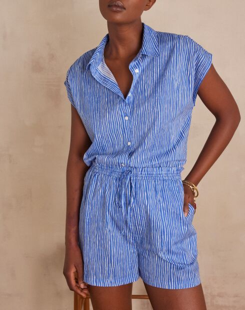 Blusa azul con estampado ondulado Sunrise Ch