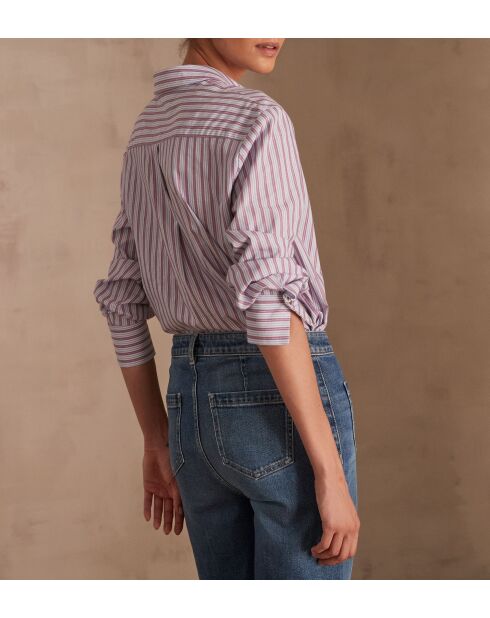 Esmeralda CH burgunderfarbenes Hemd mit Metallstreifen