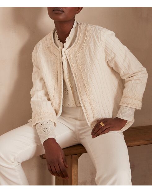 Chaqueta bordada Sarah B Natural