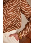 Colette Ch karamel hemd met zebraprint
