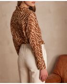 Colette Ch karamel hemd met zebraprint