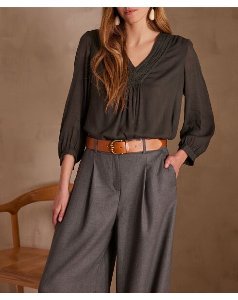 Blusa bordada caqui Taylor Bl