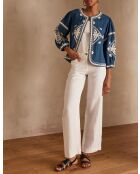 Cynthia B geborduurde petrolblauwe jas