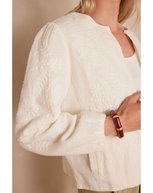 Pamina B geborduurde crèmekleurige jas