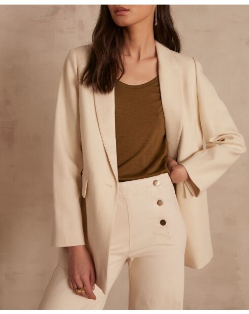 Nelia B Uni cremefarbene Anzugjacke