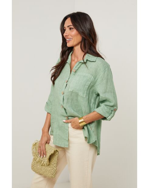 Chemise Énora 100% Lin verte
