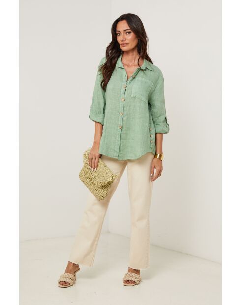 Chemise Énora 100% Lin verte