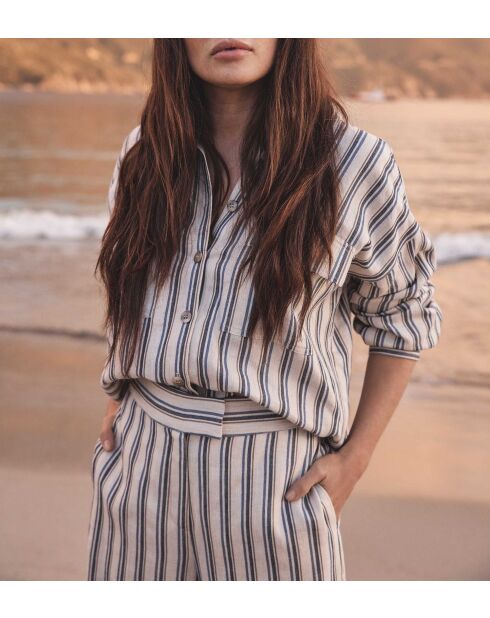 Chemisier Clara Ch rayures creme