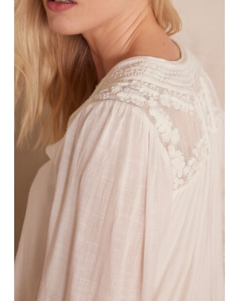 Taylor Bl ecrufarbene Stickbluse