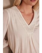 Taylor Bl ecrufarbene Stickbluse