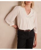 Taylor Bl ecrufarbene Stickbluse