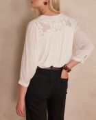 Taylor Bl ecrufarbene Stickbluse