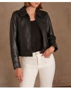 Blouson en cuir Nora Bl noir