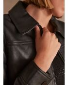 Blouson en cuir Nora Bl noir