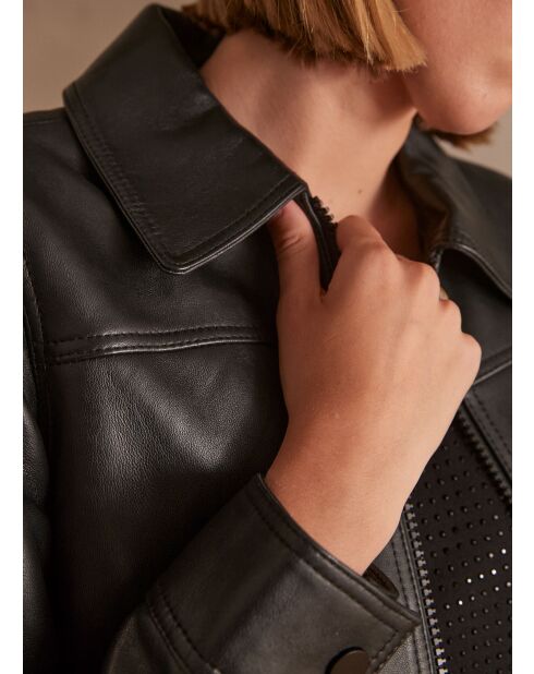 Blouson en cuir Nora Bl noir