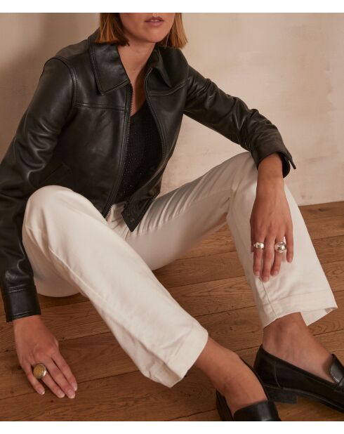 Blouson en cuir Nora Bl noir