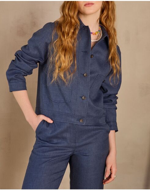 Castille B effen blauwe jas