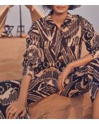 Clara Ch Imp blouse met etnische chocolade