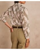 Colette Ch bedrucktes Hemd aus khakifarbenem Jo Canvas