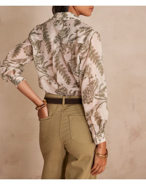 Colette Ch bedrucktes Hemd aus khakifarbenem Jo Canvas