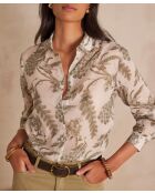 Colette Ch bedrucktes Hemd aus khakifarbenem Jo Canvas