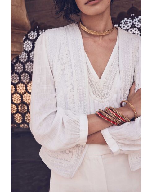 Giacca color crema ricamata Nadia Gi