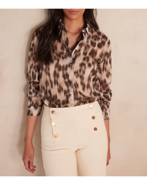 Chemisier Colette Ch imprime peau taupe clair