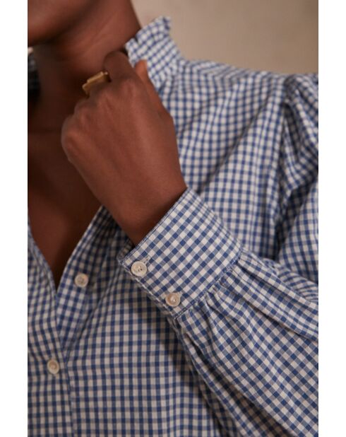 Hemelsblauw hemd met gingham Benedicte Bl