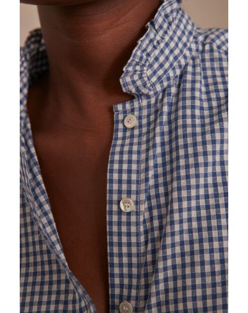 Hemelsblauw hemd met gingham Benedicte Bl