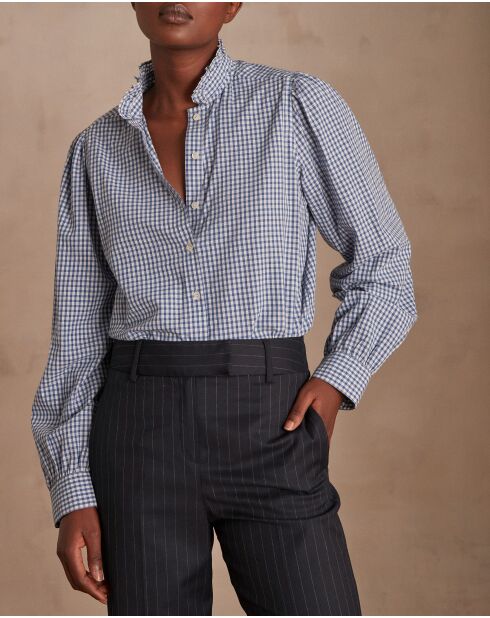 Hemelsblauw hemd met gingham Benedicte Bl