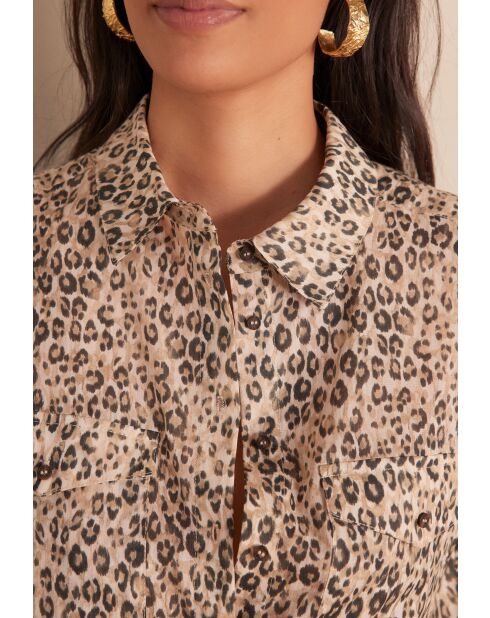 Blusa con estampado de color topo claro Sonia Ch