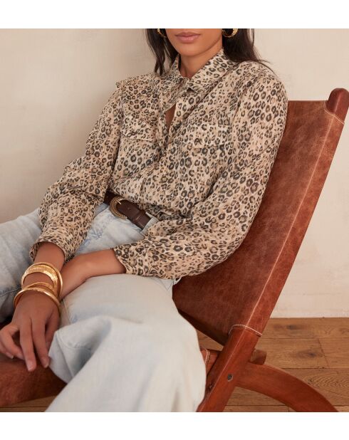 Blusa con estampado de color topo claro Sonia Ch