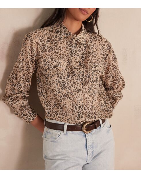 Blusa con estampado de color topo claro Sonia Ch