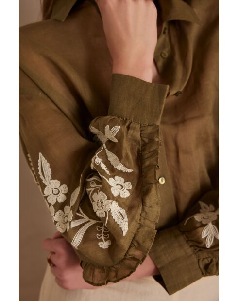 Chemisier Perlina Ch broderie sauge