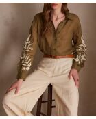 Blusa bordada Perlina CH en salvia