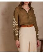 Blusa bordada Perlina CH en salvia