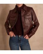 Chaqueta Donna de piel granate