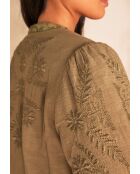 Pamina B Geborduurde kaki jas