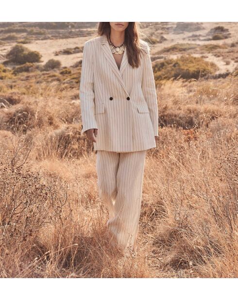 Ecru broek Layla P Stripe